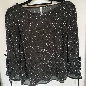 Black Polka Dot Women's Top
